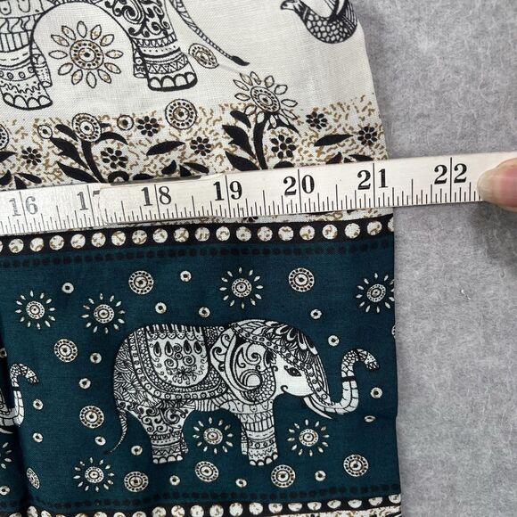 Sopheap Angkor Mens XL Elephant Print Green Ivory Button up Shirt woven - Picture 13 of 15